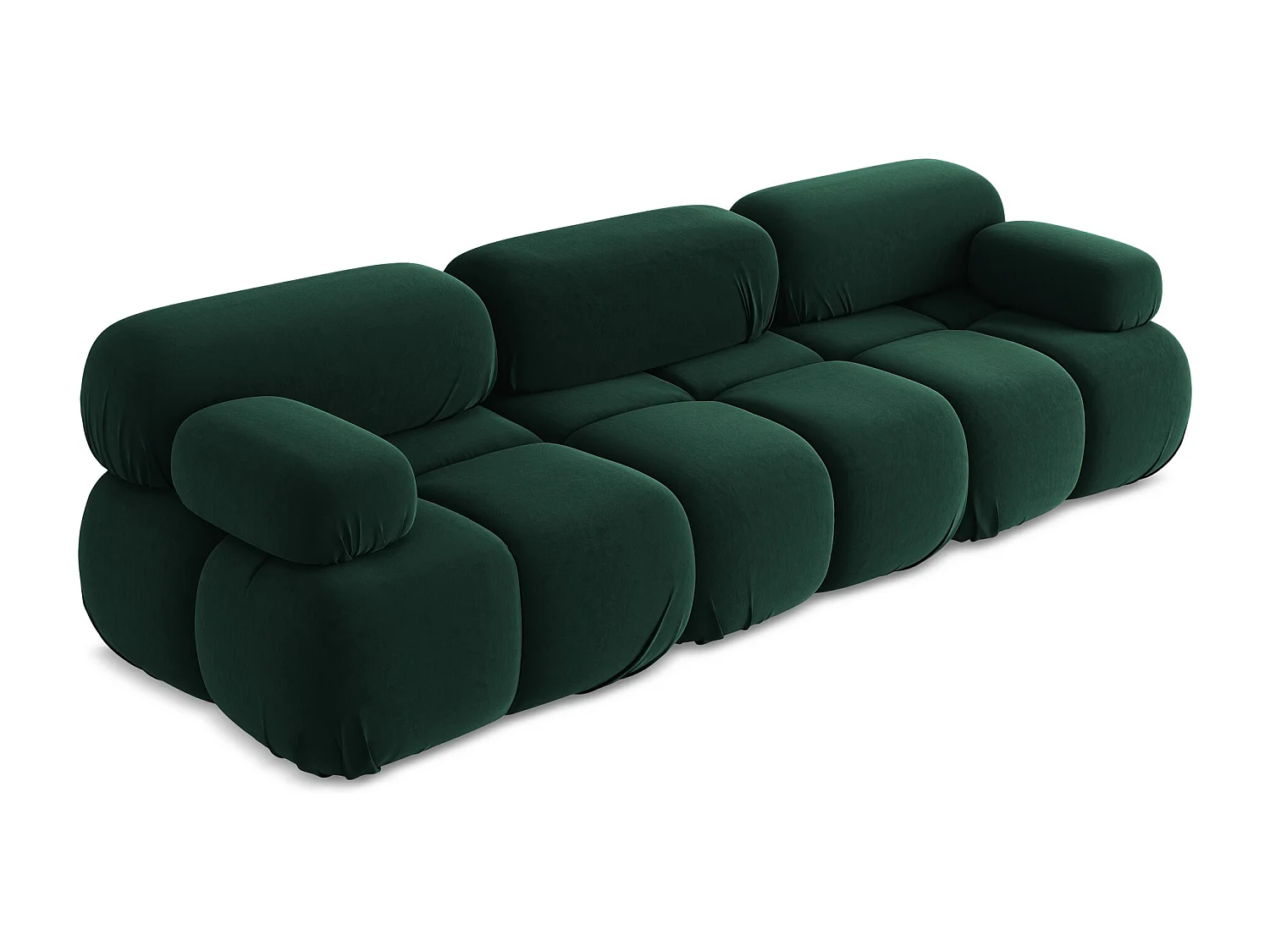 Modulares 3-Sitzer Sofa - - Samt - Flaschengrün - LOKUA