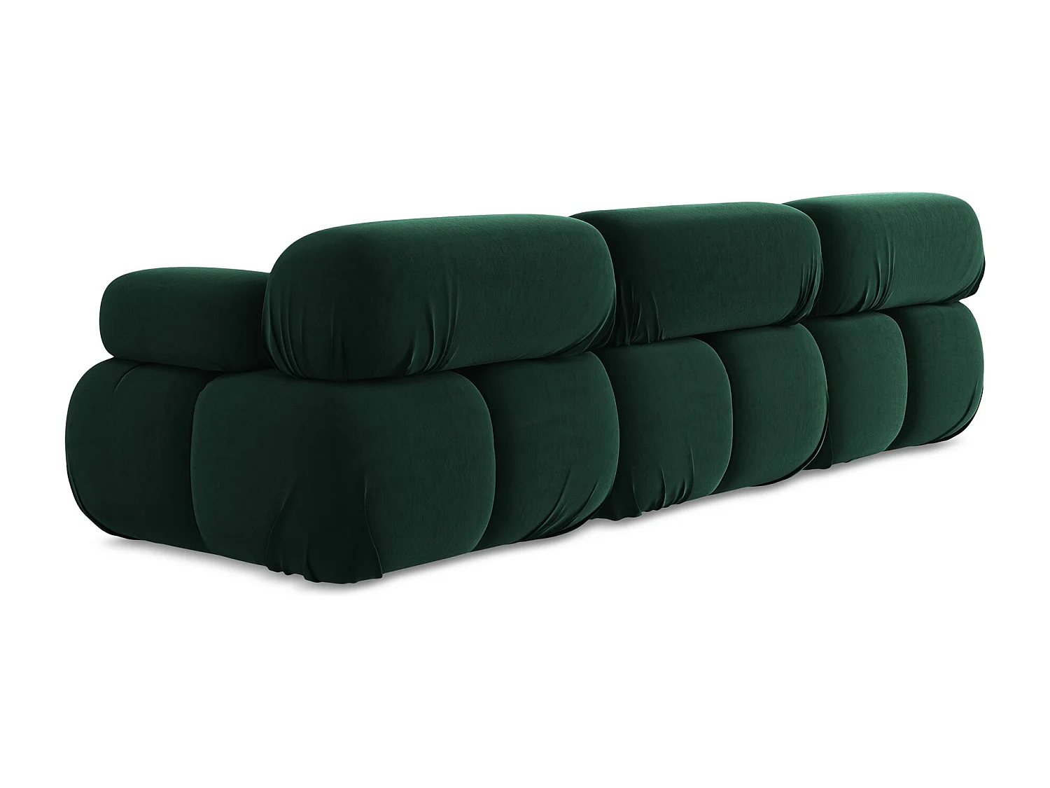 Modulares 3-Sitzer Sofa - - Samt - Flaschengrün - LOKUA