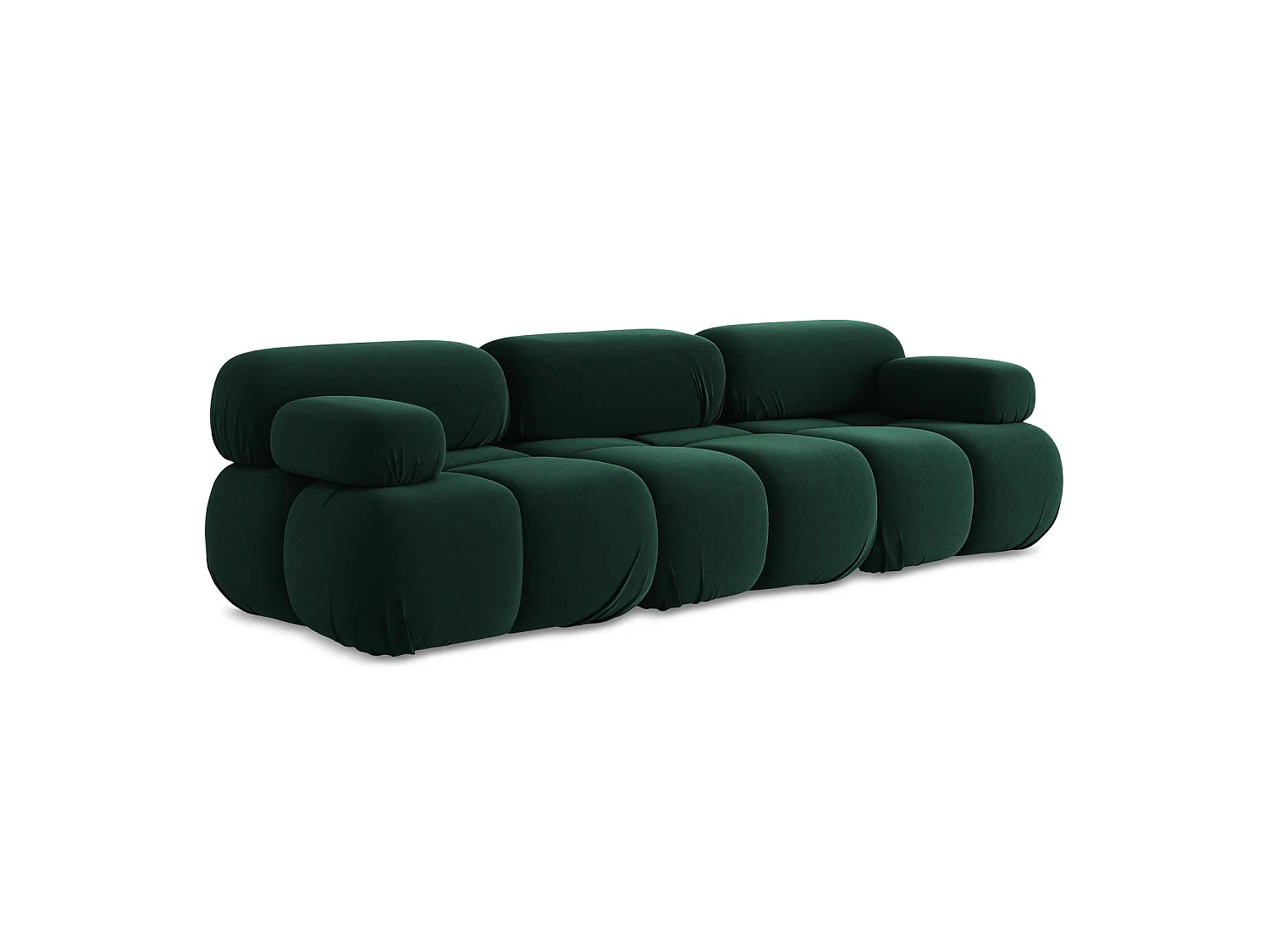 Modulares 3-Sitzer Sofa - - Samt - Flaschengrün - SANREMO