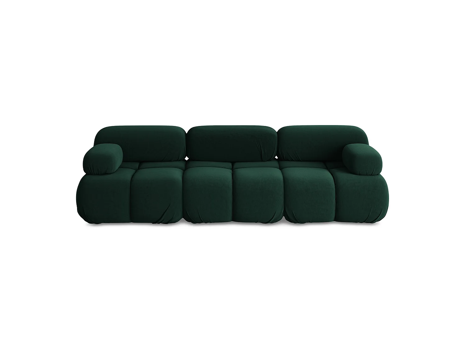 Modulares 3-Sitzer Sofa - - Samt - Flaschengrün - SANREMO