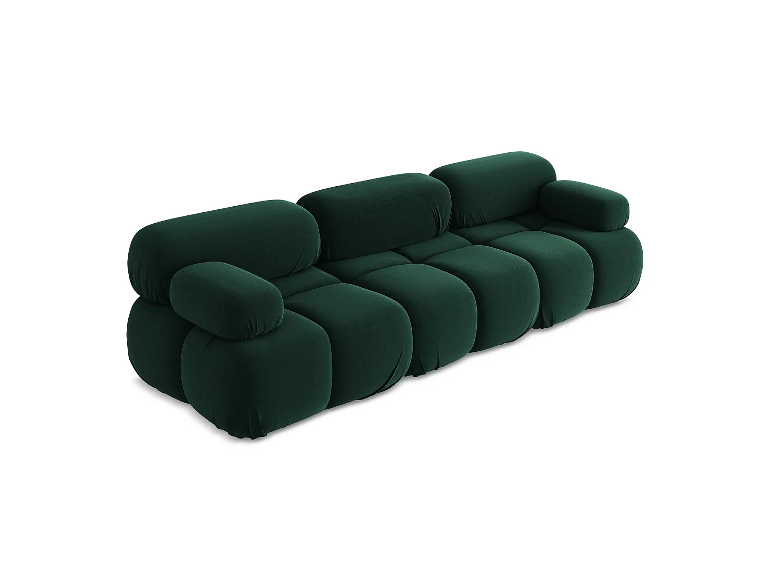 Modulares 3-Sitzer Sofa - - Samt - Flaschengrün - SANREMO
