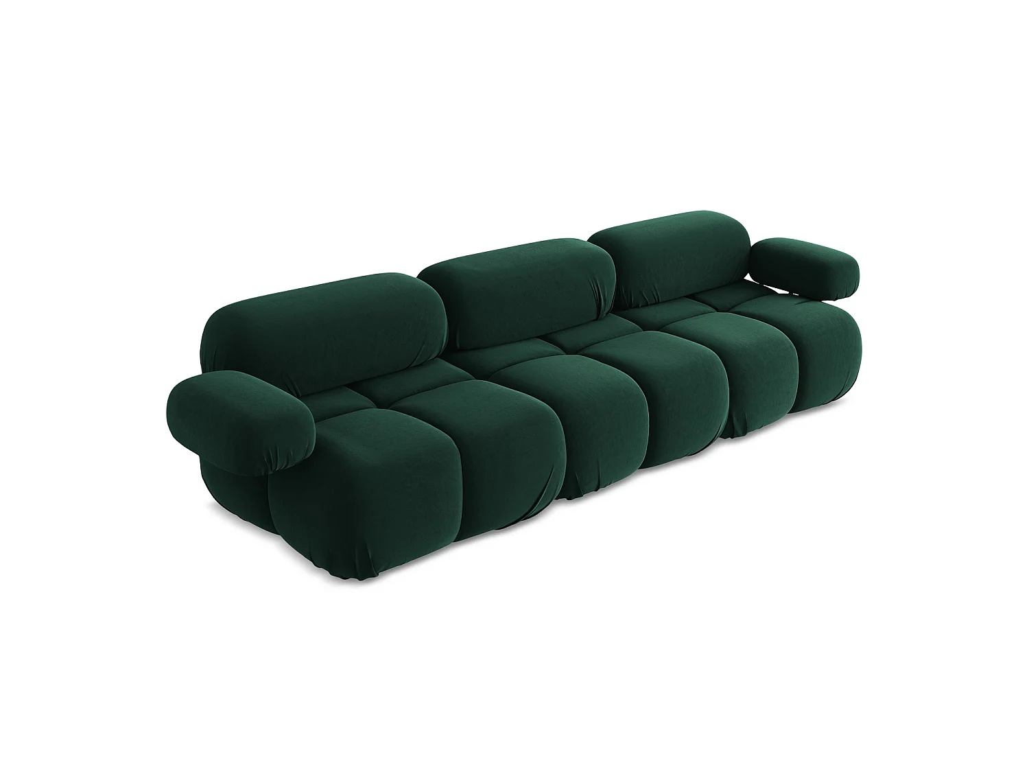 Modulares 3-Sitzer Sofa - - Samt - Flaschengrün - SANREMO