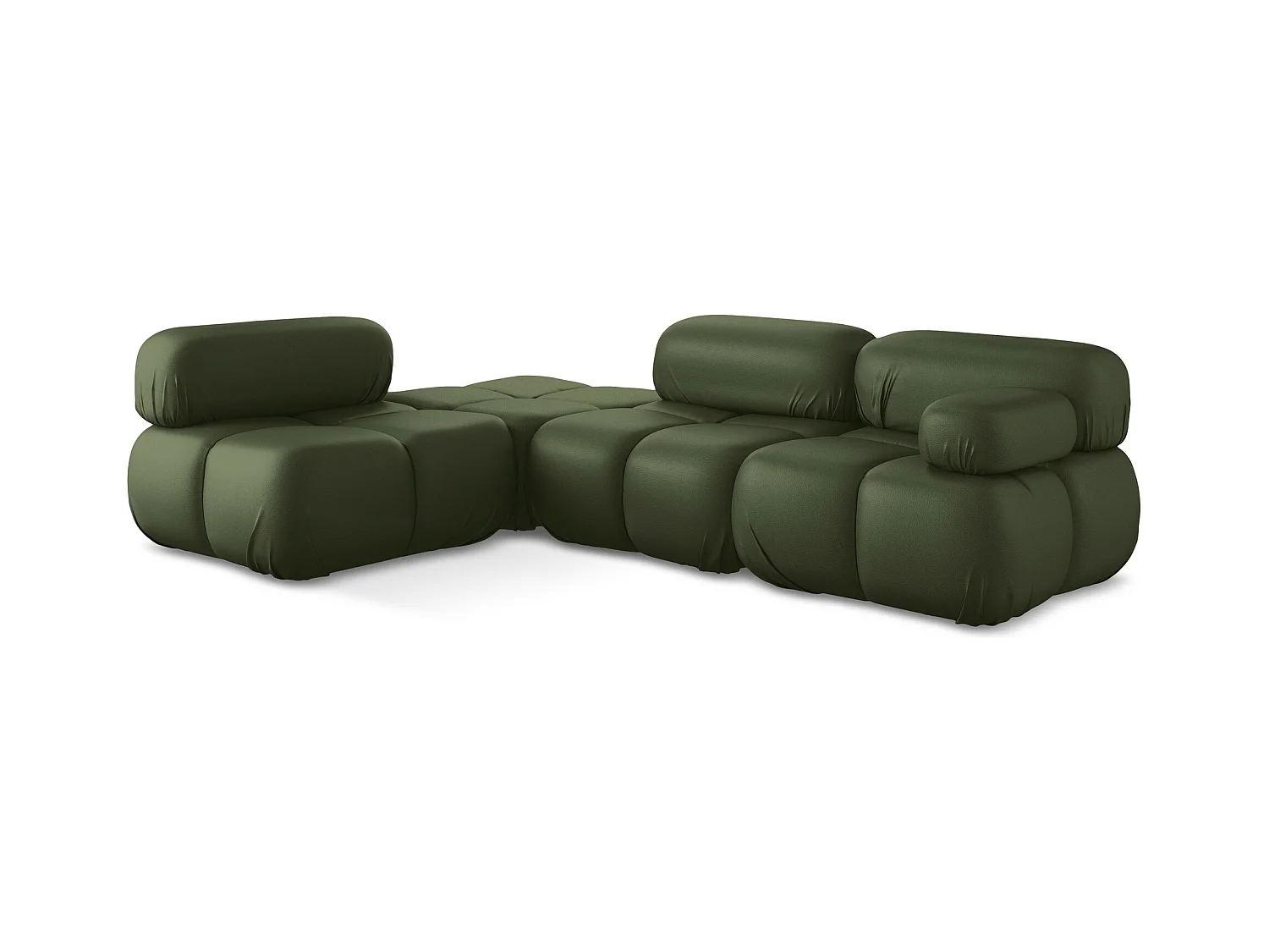 Canapé d'angle modulaire gauche en Cuir artificiel - vert - LOKUA
