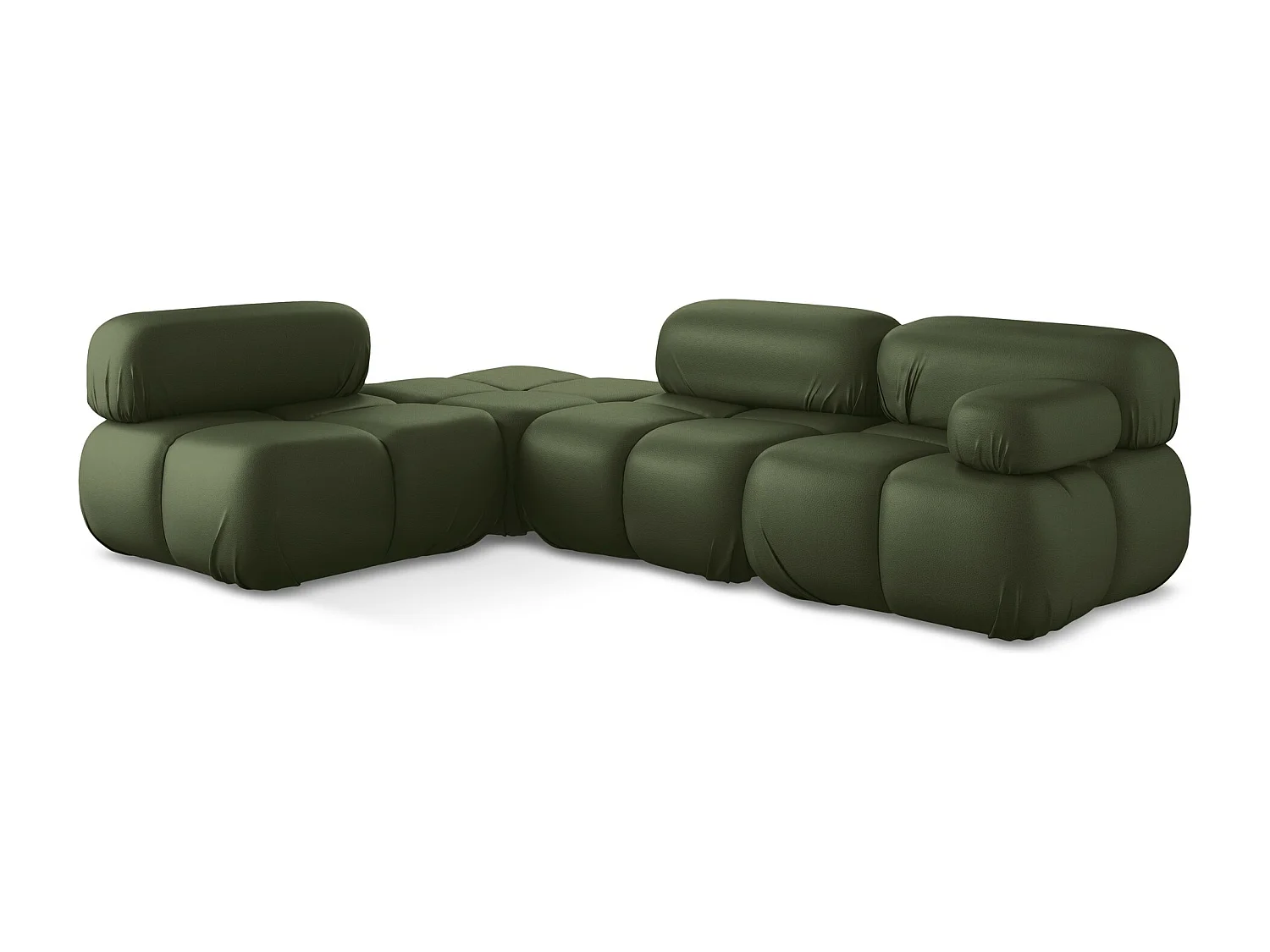 Sofá de canto modular esquerdo 3 lugares em couro sintético verde - LOKUA