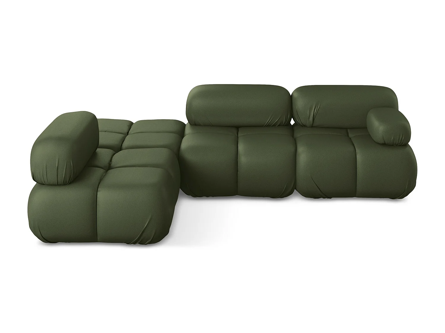 Sofá de canto modular esquerdo 3 lugares em couro sintético verde - LOKUA