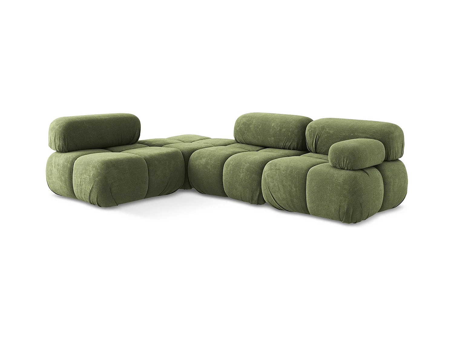 Canapé d'angle modulaire gauche en Chenille - vert - LOKUA