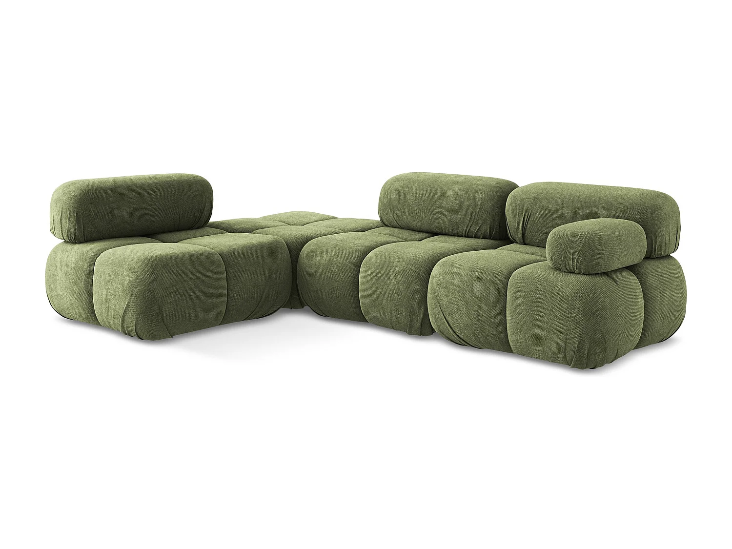 Canapé d'angle modulaire gauche en Chenille - vert - LOKUA