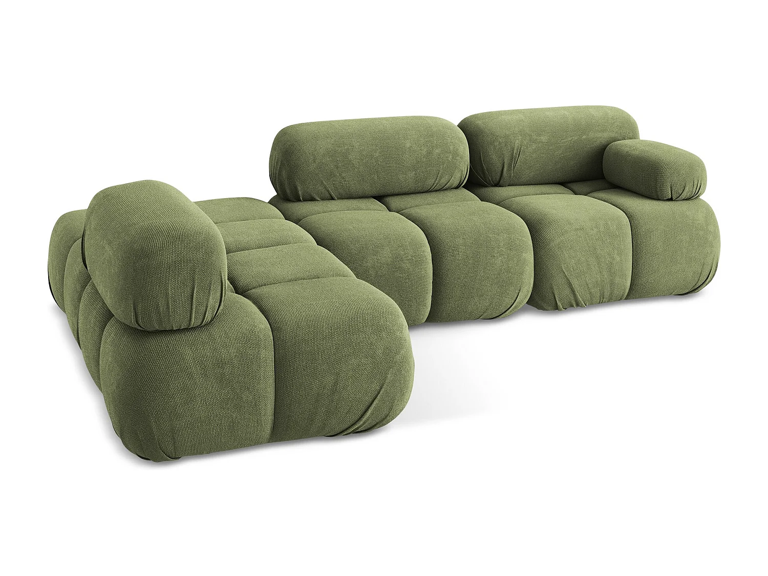 3-Sitzer Modulares Ecksofa - Ecke Links - Chenille - Grün - LOKUA