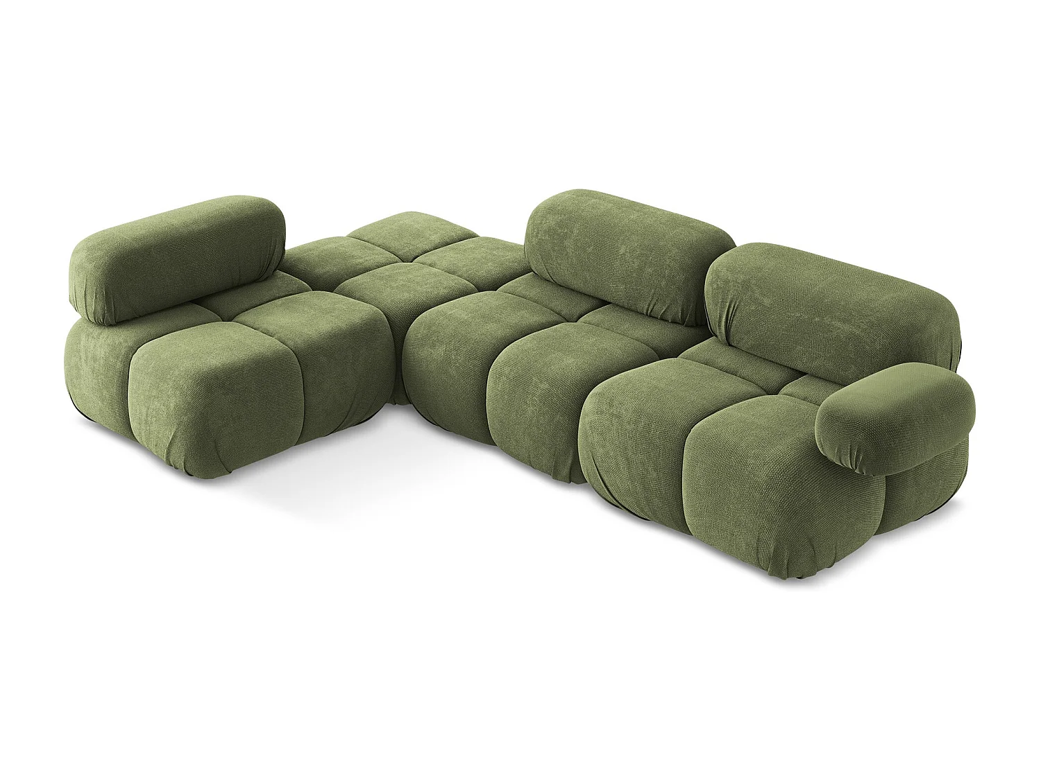 3-Sitzer Modulares Ecksofa - Ecke Links - Chenille - Grün - LOKUA