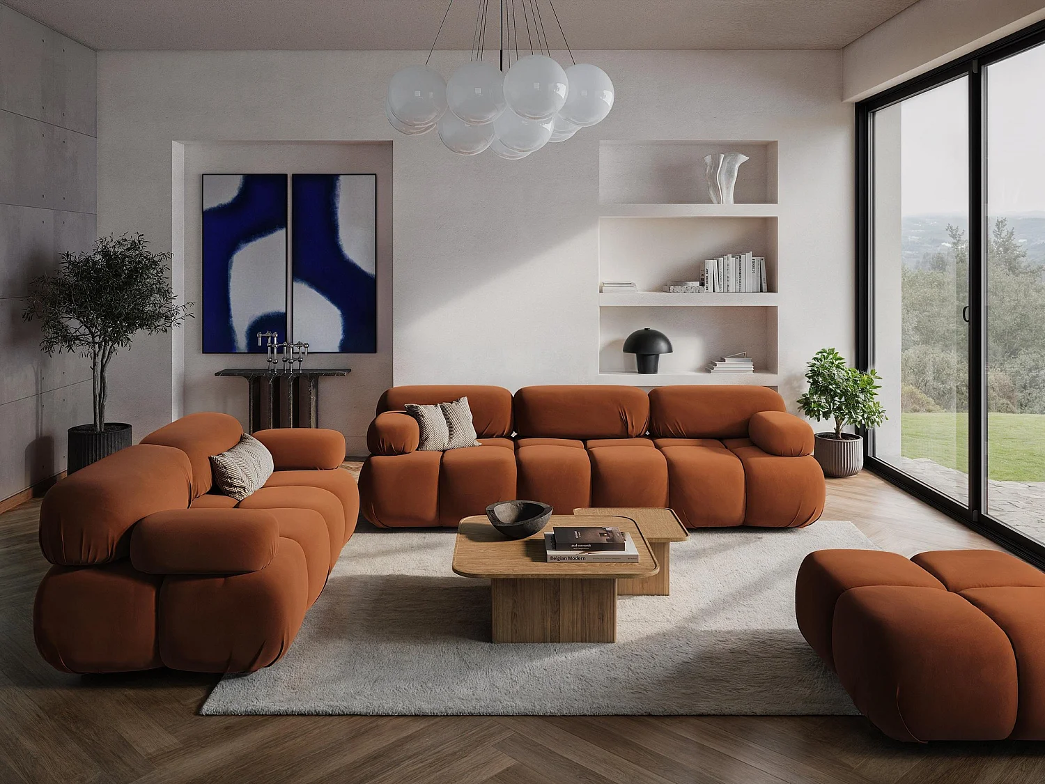 Modułowa sofa 2-osobowa - z tkaniny welwetowej - kreci - LOKUA