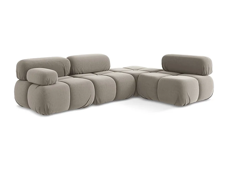 3-Sitzer Modulares Ecksofa - Ecke Rechts - Samt - Taupe - LOKUA