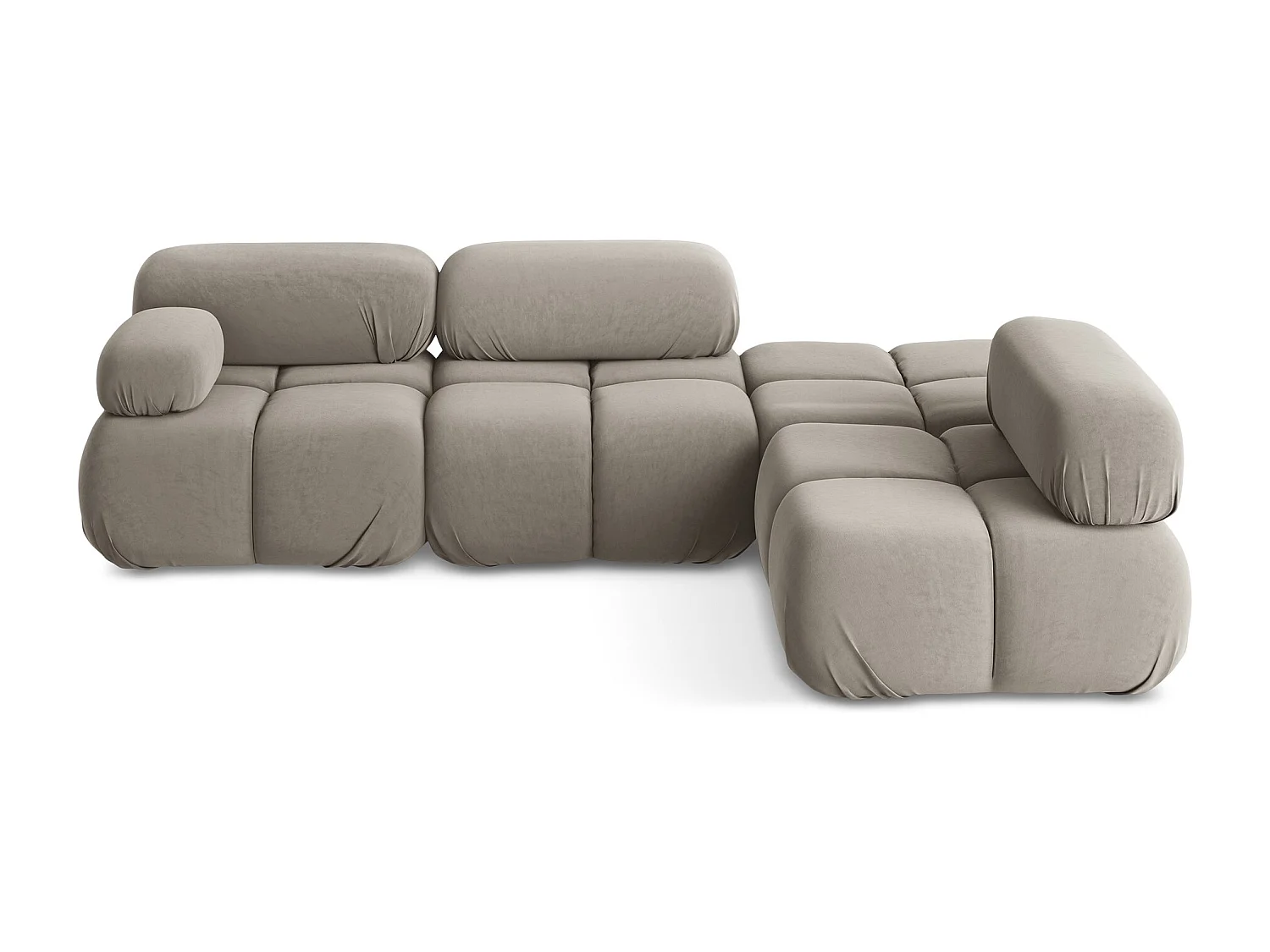 Canapé d'angle modulaire droit en Samt - taupe - LOKUA