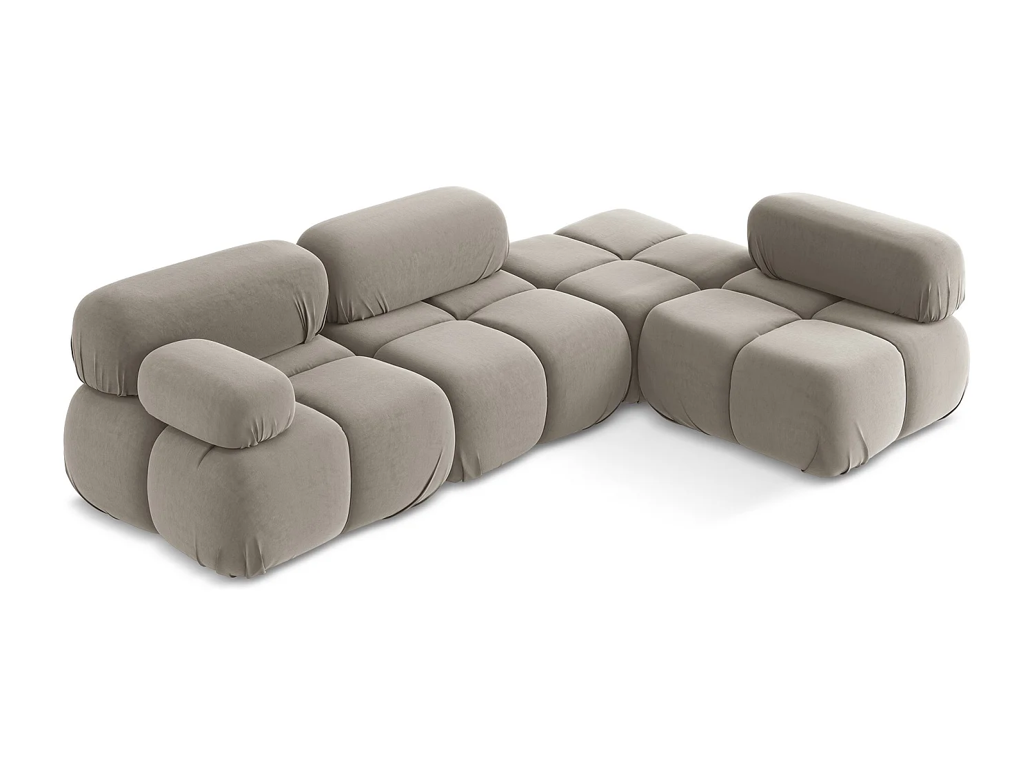 Canapé d'angle modulaire droit en Samt - taupe - LOKUA