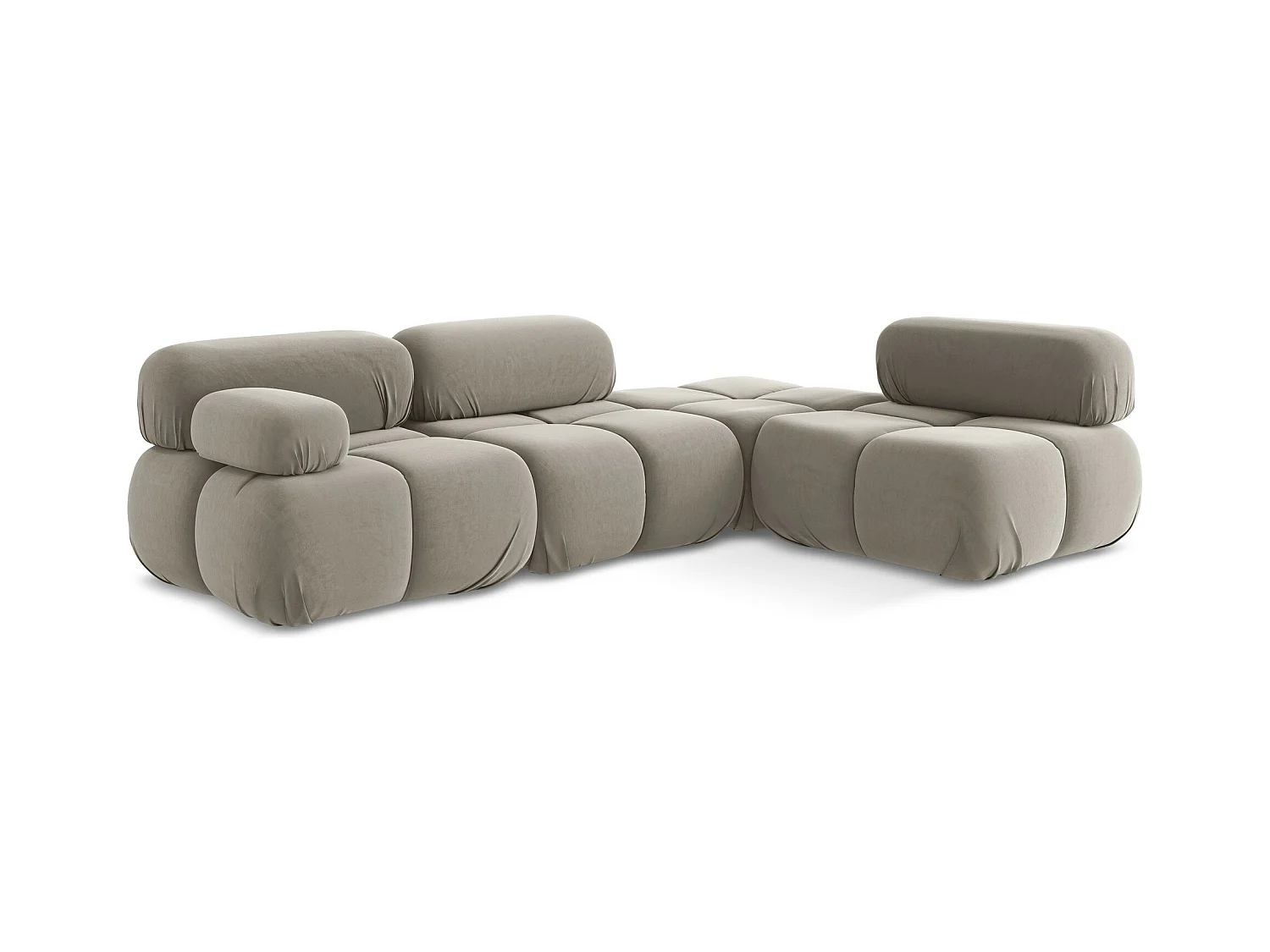 Canapé d'angle modulaire droit en Samt - taupe - LOKUA