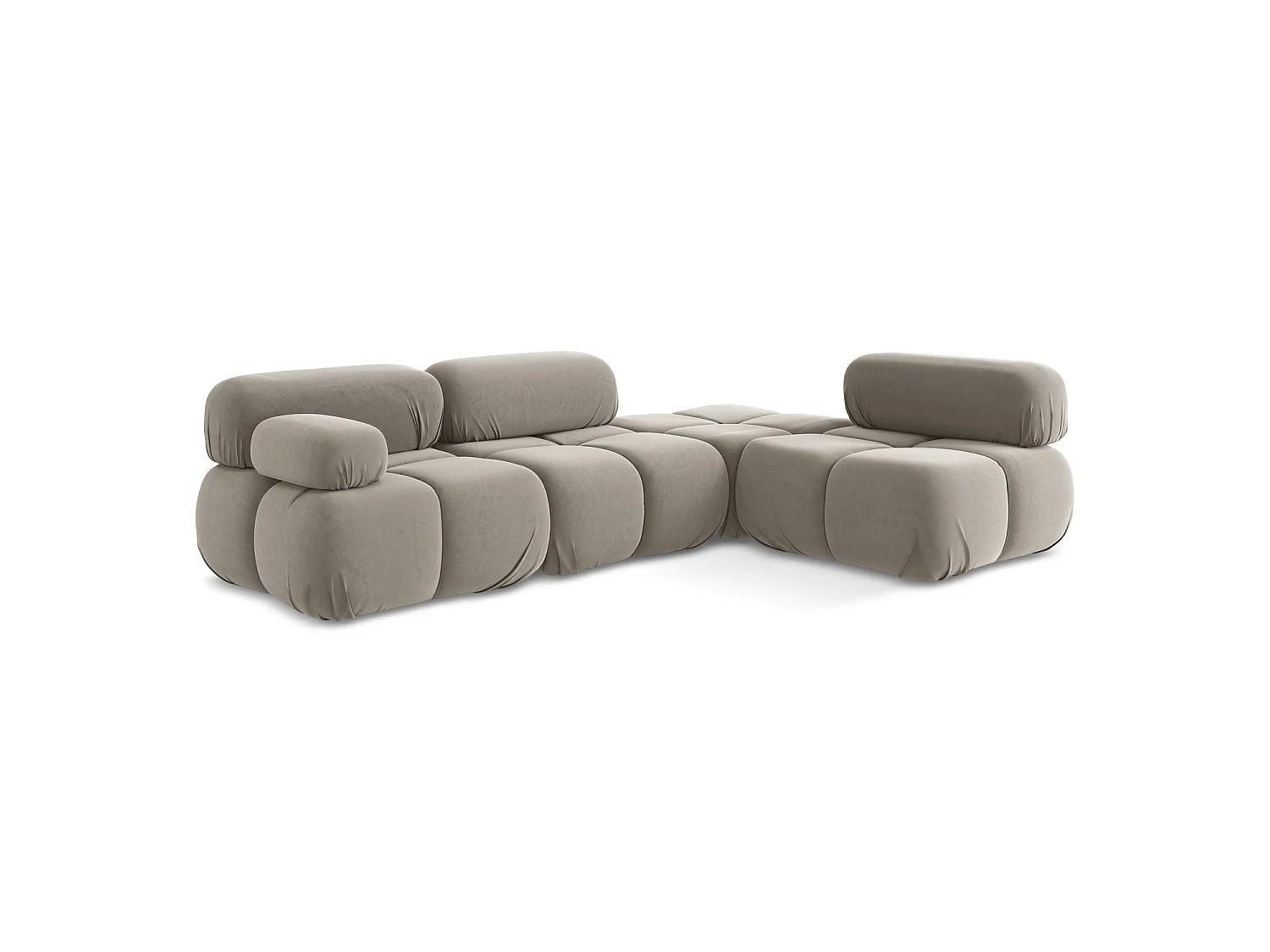 Canapé d'angle 3 places modulaire droit en velours - taupe - SANREMO