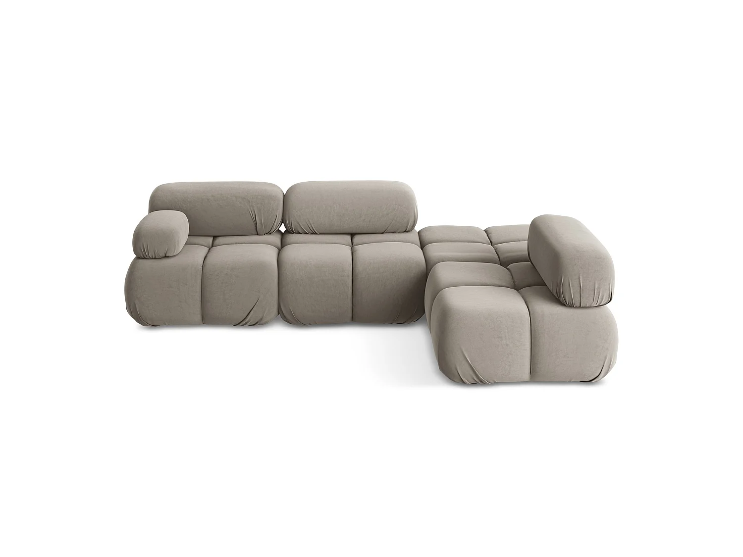 Canapé d'angle 3 places modulaire droit en velours - taupe - SANREMO