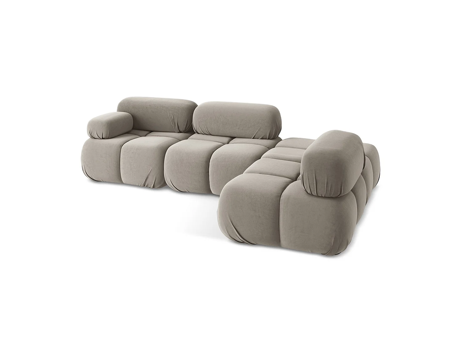 Canapé d'angle 3 places modulaire droit en velours - taupe - SANREMO