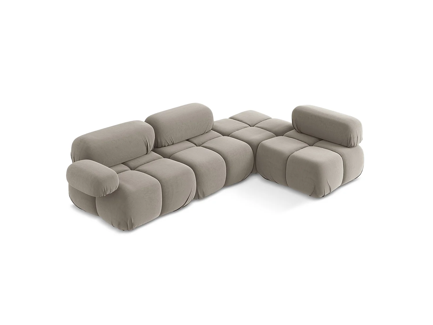 Canapé d'angle 3 places modulaire droit en velours - taupe - SANREMO