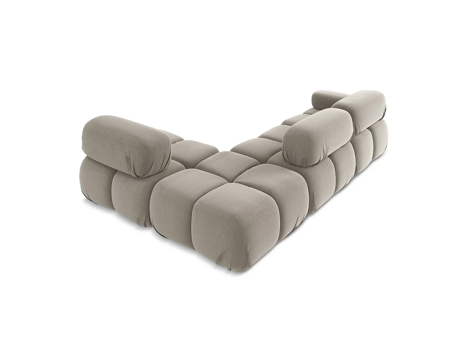 Canapé d'angle 3 places modulaire droit en velours - taupe - SANREMO