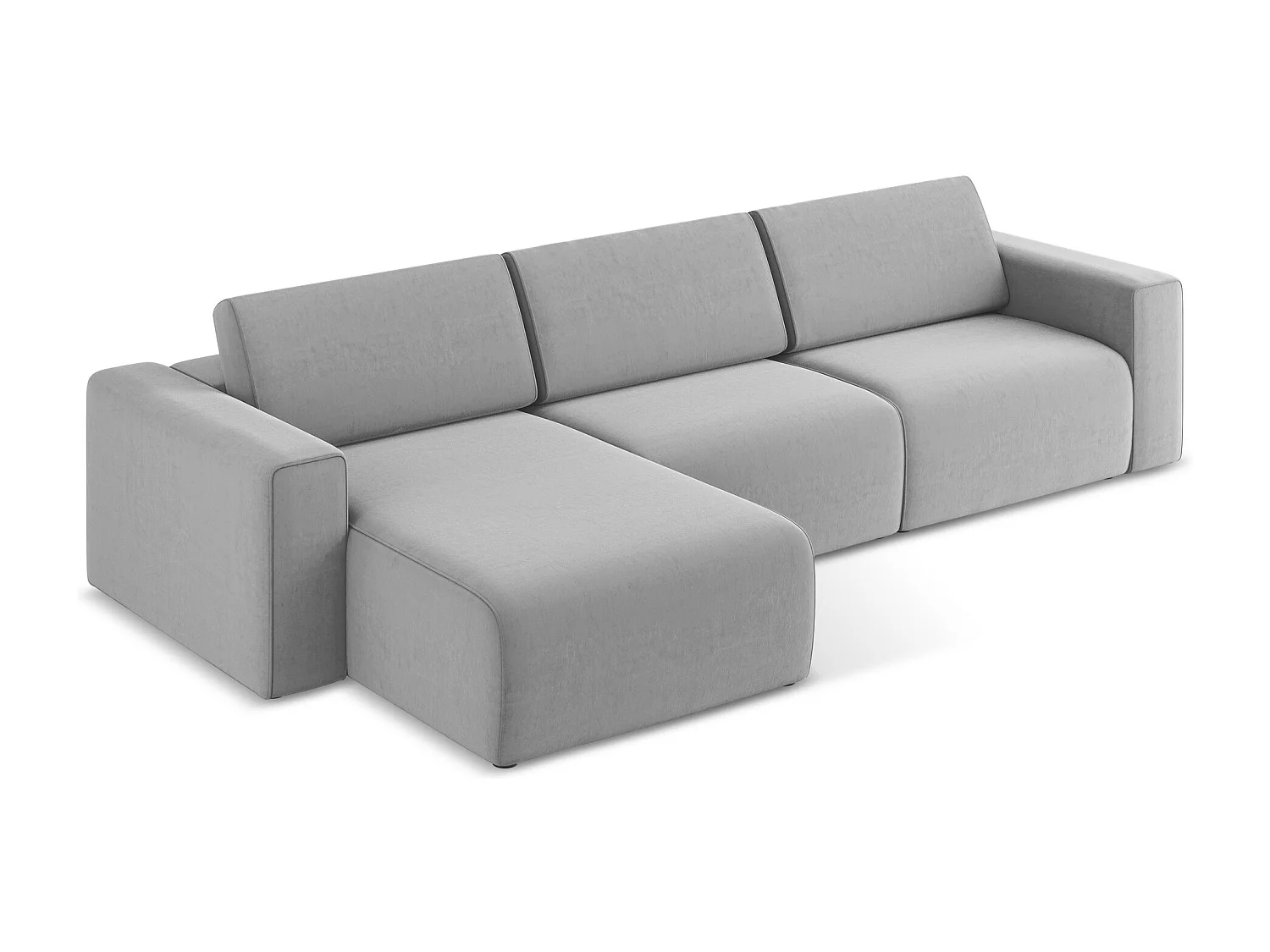 Modulaire hoekbank M links van grijs velours - KALEA