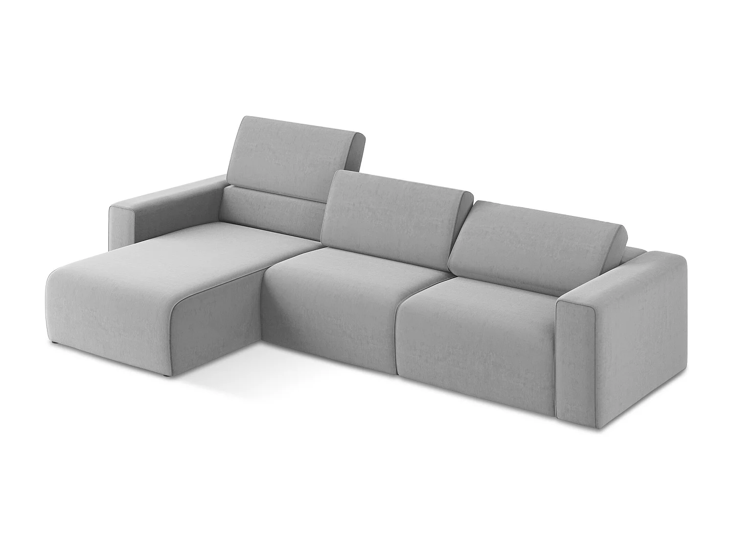 Modulaire hoekbank M links van grijs velours - KALEA