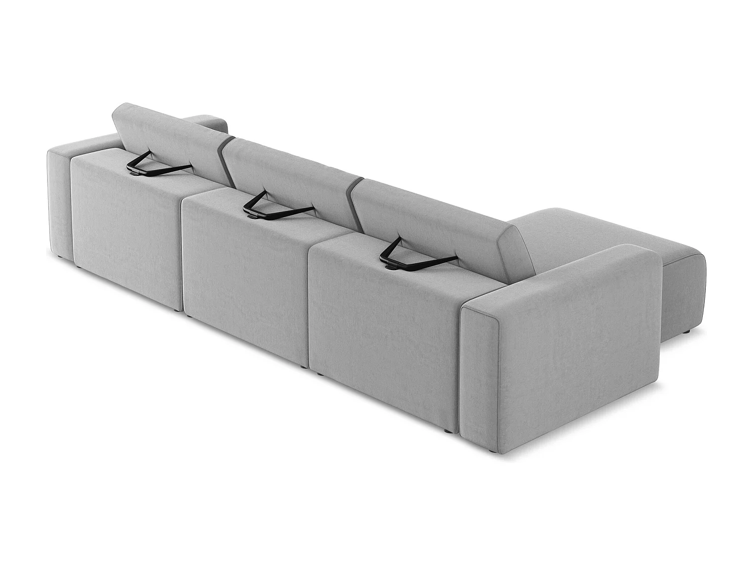 Modulaire hoekbank M links van grijs velours - KALEA