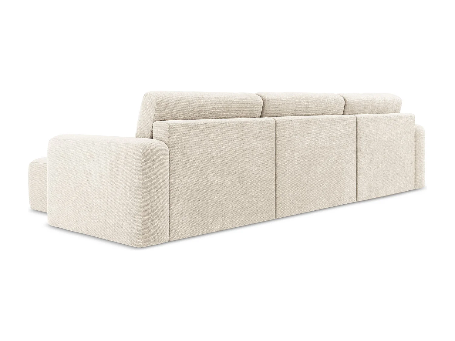 Sofa panoramiczna z funkcją spania - z tkaniny szenilowej - jasny beż - KONA