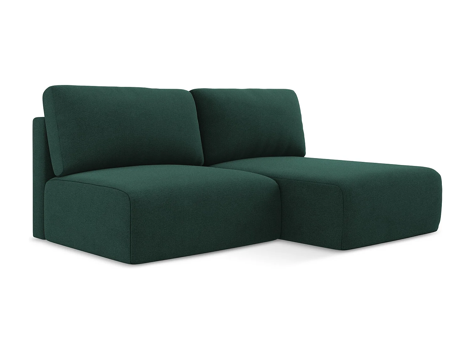 Ecksofa ohne Armlehne mit Schlaffunktion Rechts - Rechts - Strukturstoff - Flaschengrün - KONA