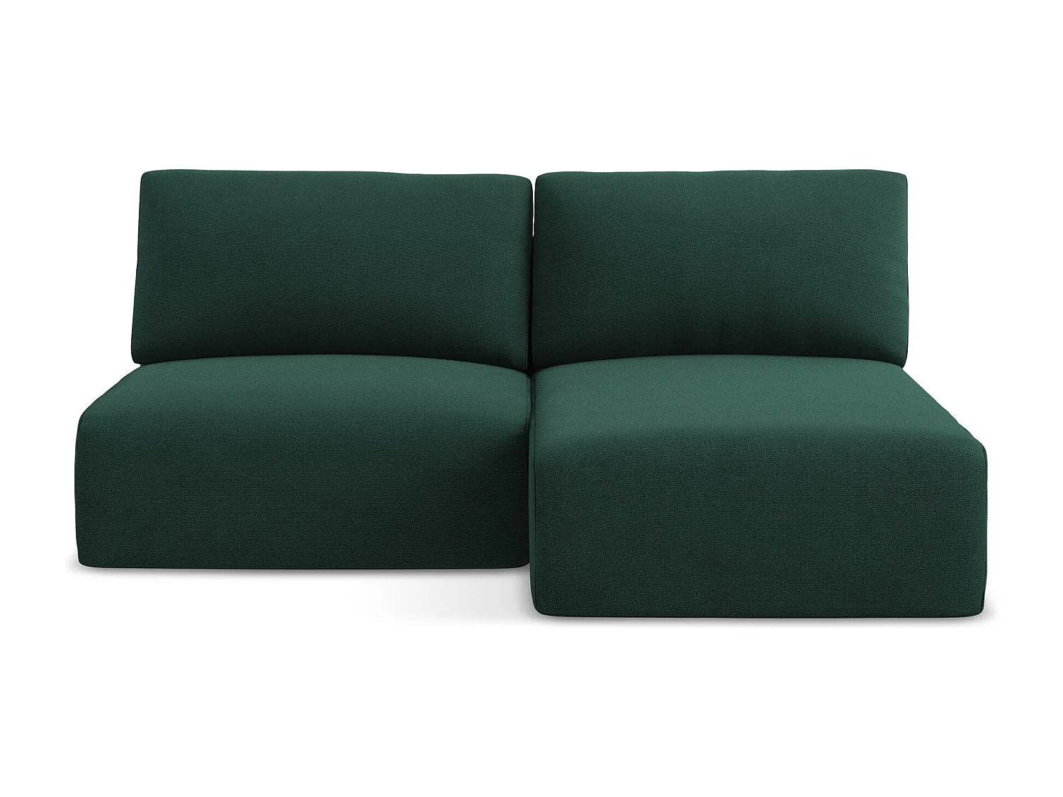 Ecksofa ohne Armlehne mit Schlaffunktion Rechts - Rechts - Strukturstoff - Flaschengrün - KONA