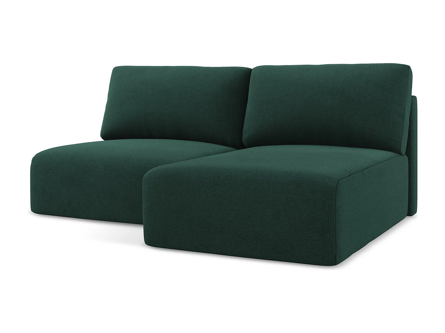 Ecksofa ohne Armlehne mit Schlaffunktion Rechts - Rechts - Strukturstoff - Flaschengrün - KONA