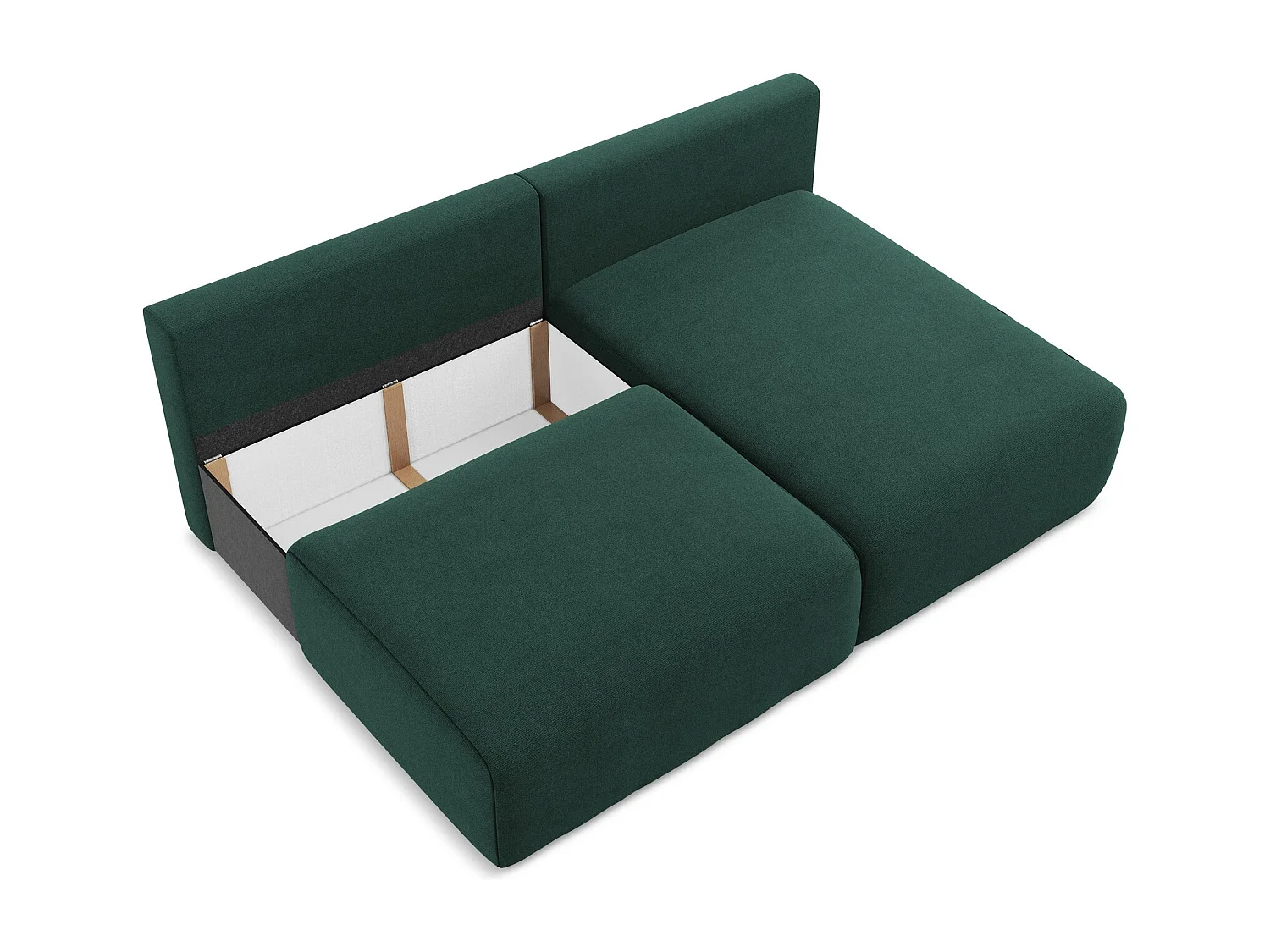 Ecksofa ohne Armlehne mit Schlaffunktion Rechts - Rechts - Strukturstoff - Flaschengrün - KONA