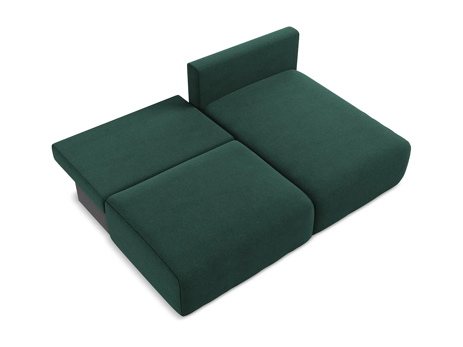 Ecksofa ohne Armlehne mit Schlaffunktion Rechts - Rechts - Strukturstoff - Flaschengrün - KONA