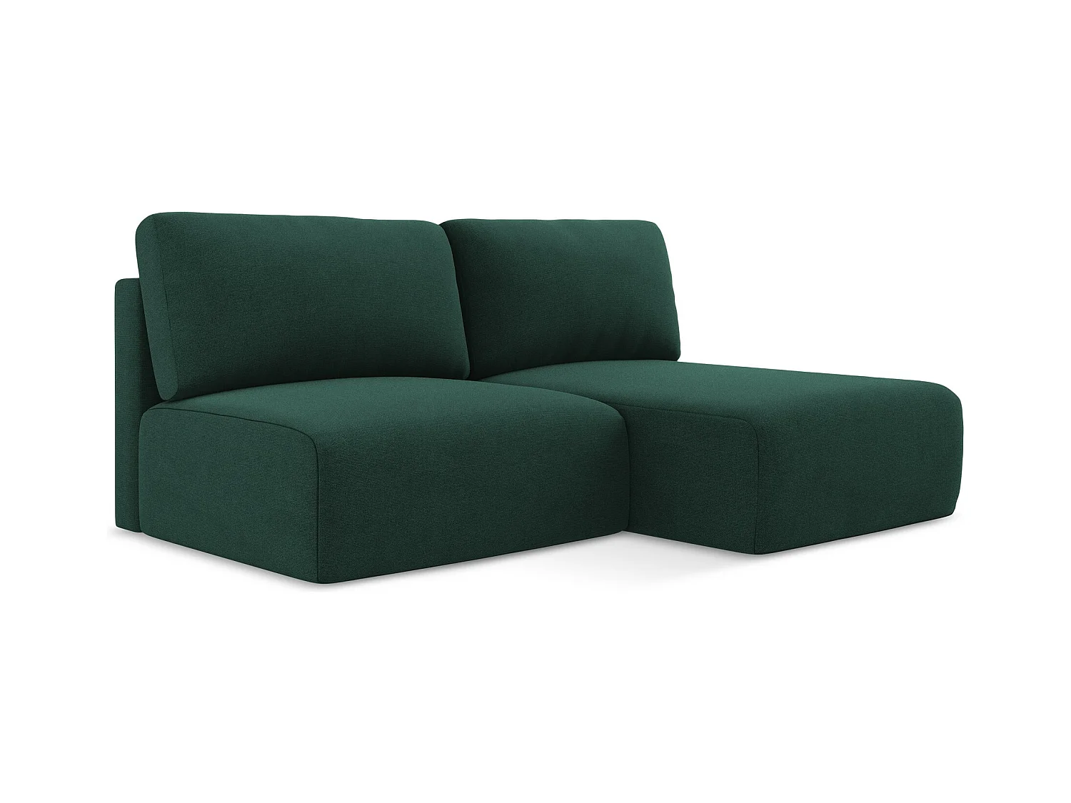 Ecksofa ohne Armlehne mit Schlaffunktion Rechts - Rechts - Strukturstoff - Flaschengrün - KONA
