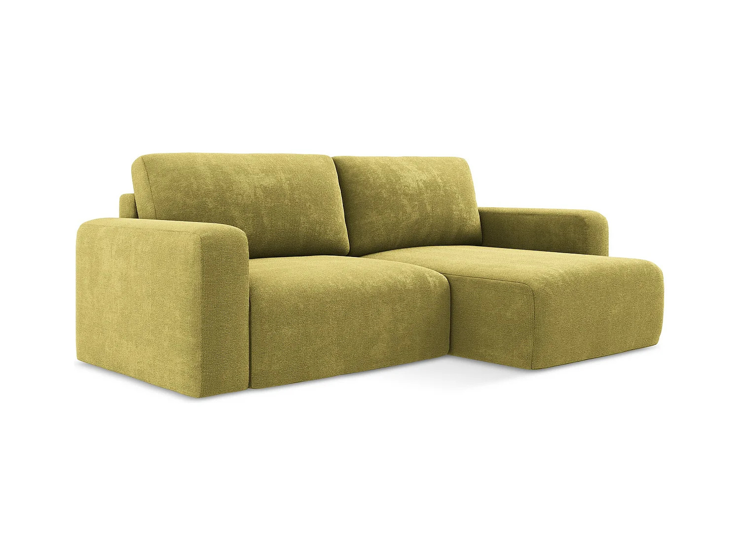 Canapé d’angle 3 places droit convertible en Chenille - vert citron - KONA