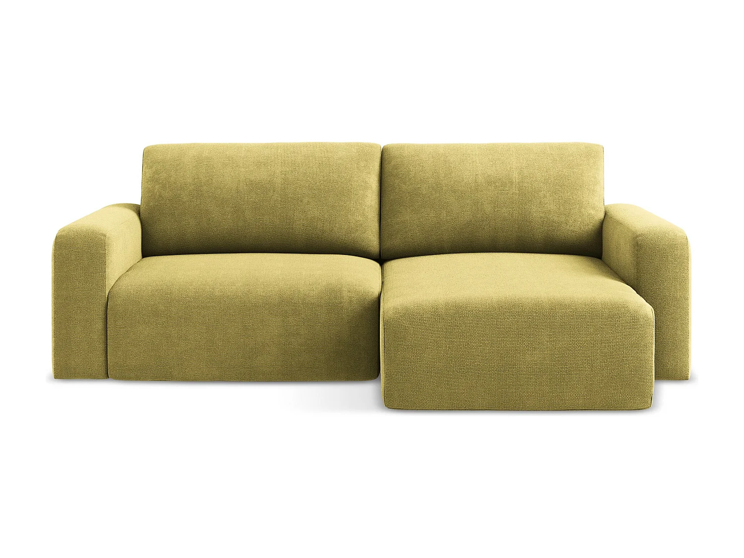 Canapé d’angle 3 places droit convertible en Chenille - vert citron - KONA