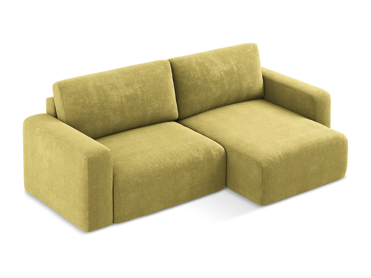 Canapé d’angle 3 places droit convertible en Chenille - vert citron - KONA