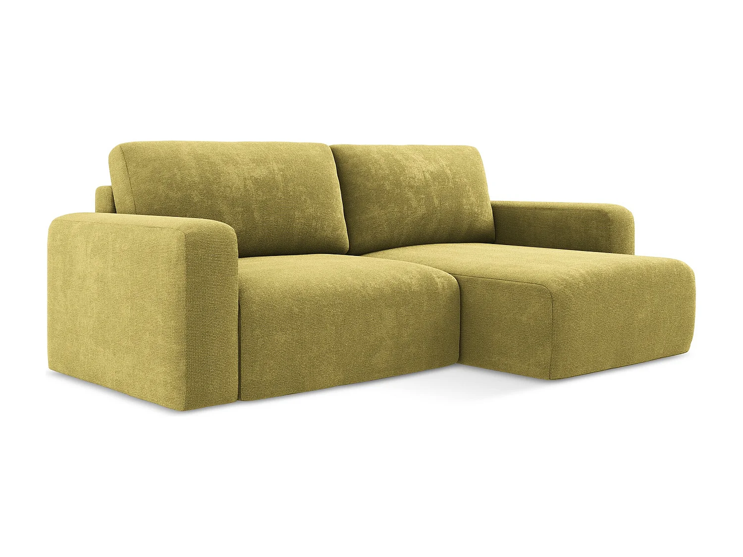 Canapé d’angle 3 places droit convertible en Chenille - vert citron - KONA