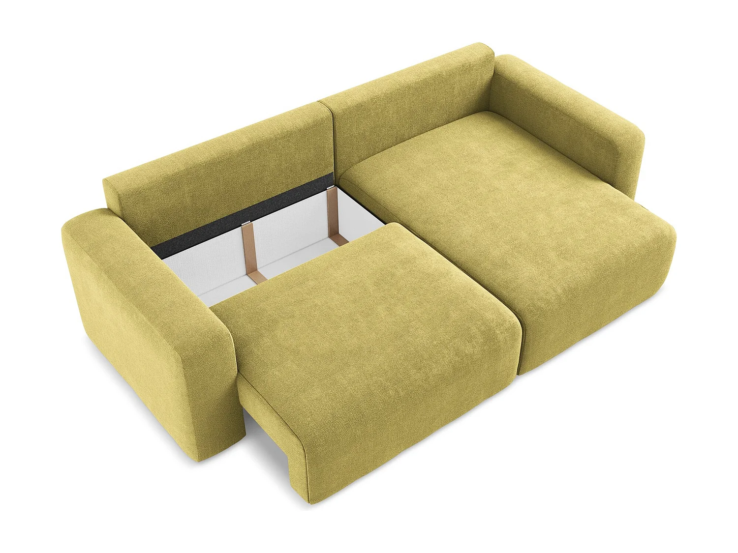 Canapé d’angle 3 places droit convertible en Chenille - vert citron - KONA