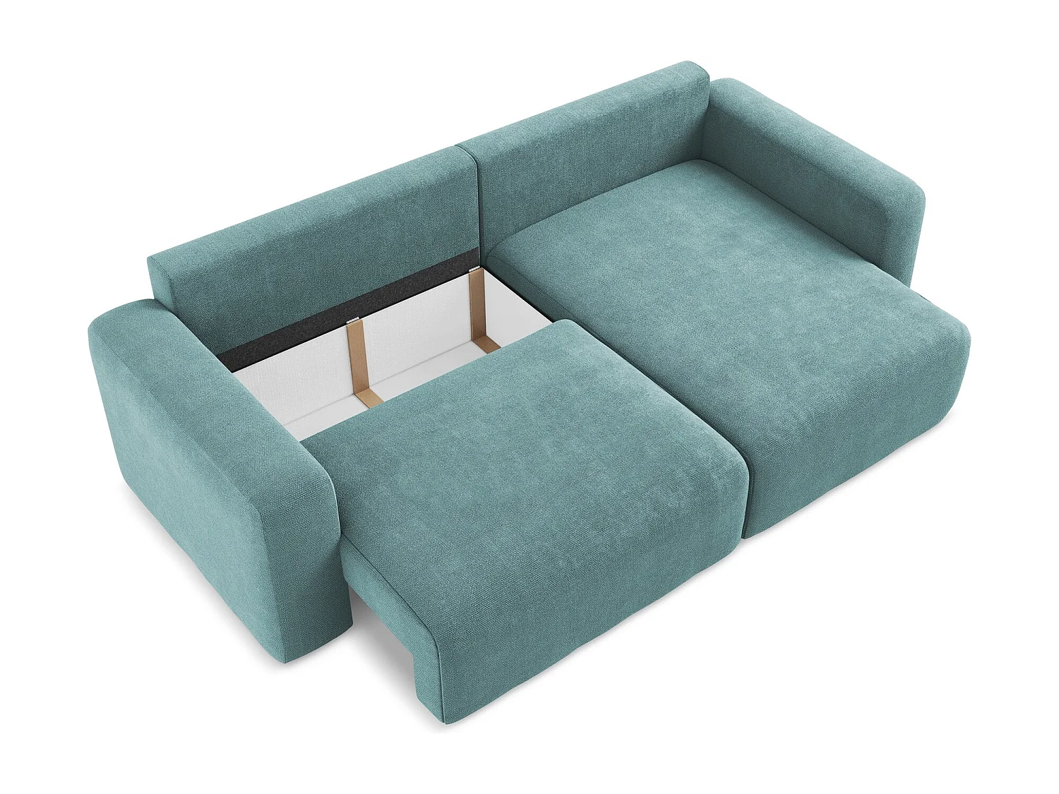 Canapé d’angle 3 places droit convertible en Chenille - jeans - KONA