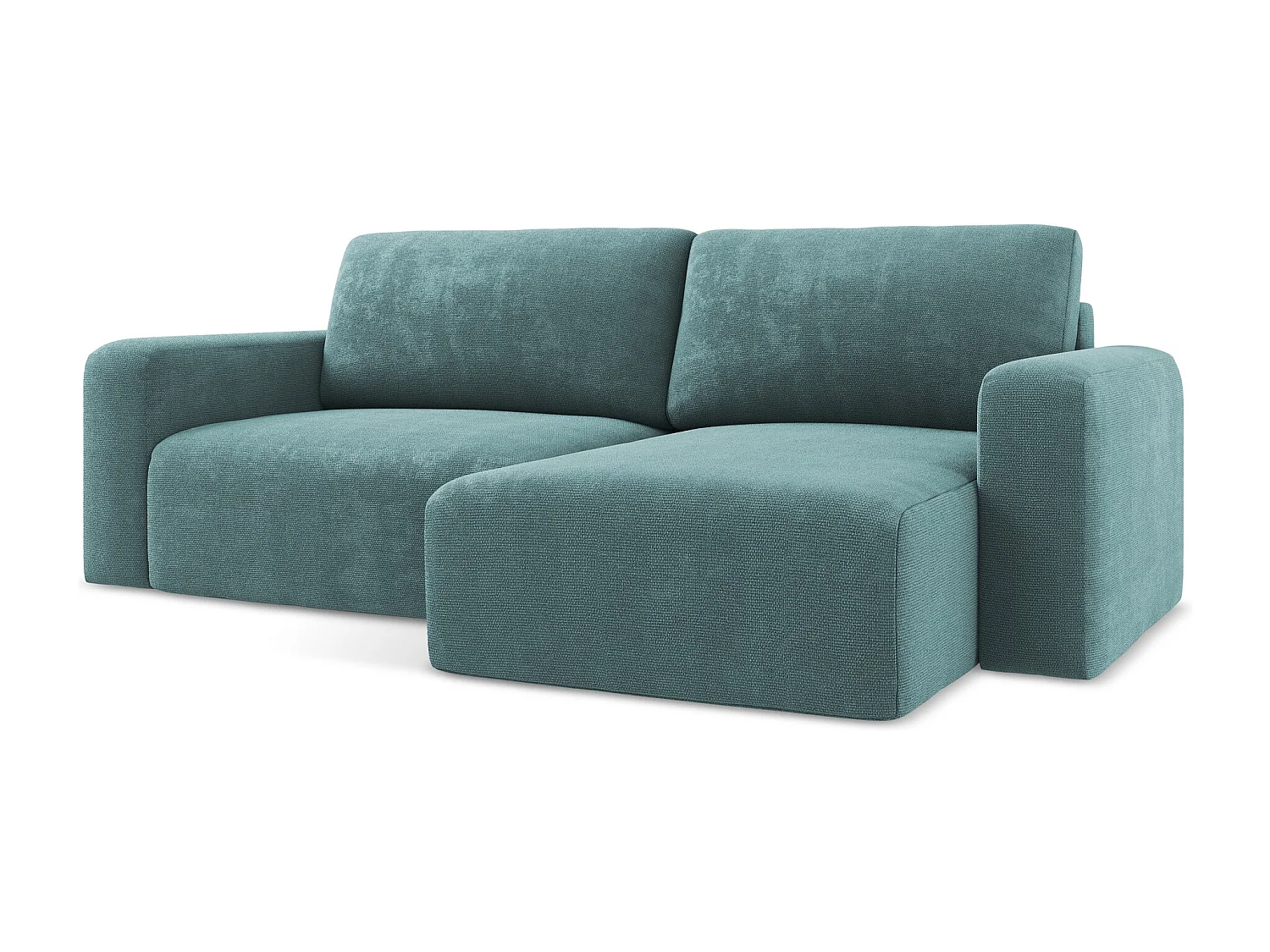 Canapé d’angle 3 places droit convertible en Chenille - jeans - KONA