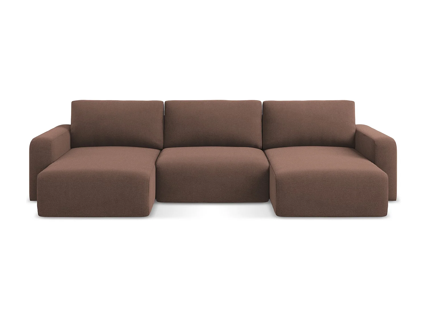 Wohnlandschaft mit Schlaffunktion - / - Strukturstoff - Puderrosa - KONA