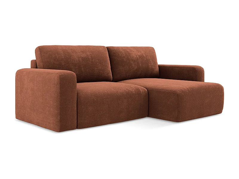 Ecksofa mit Schlaffunktion - Ecke Rechts - Chenille - Terrakotta - KONA
