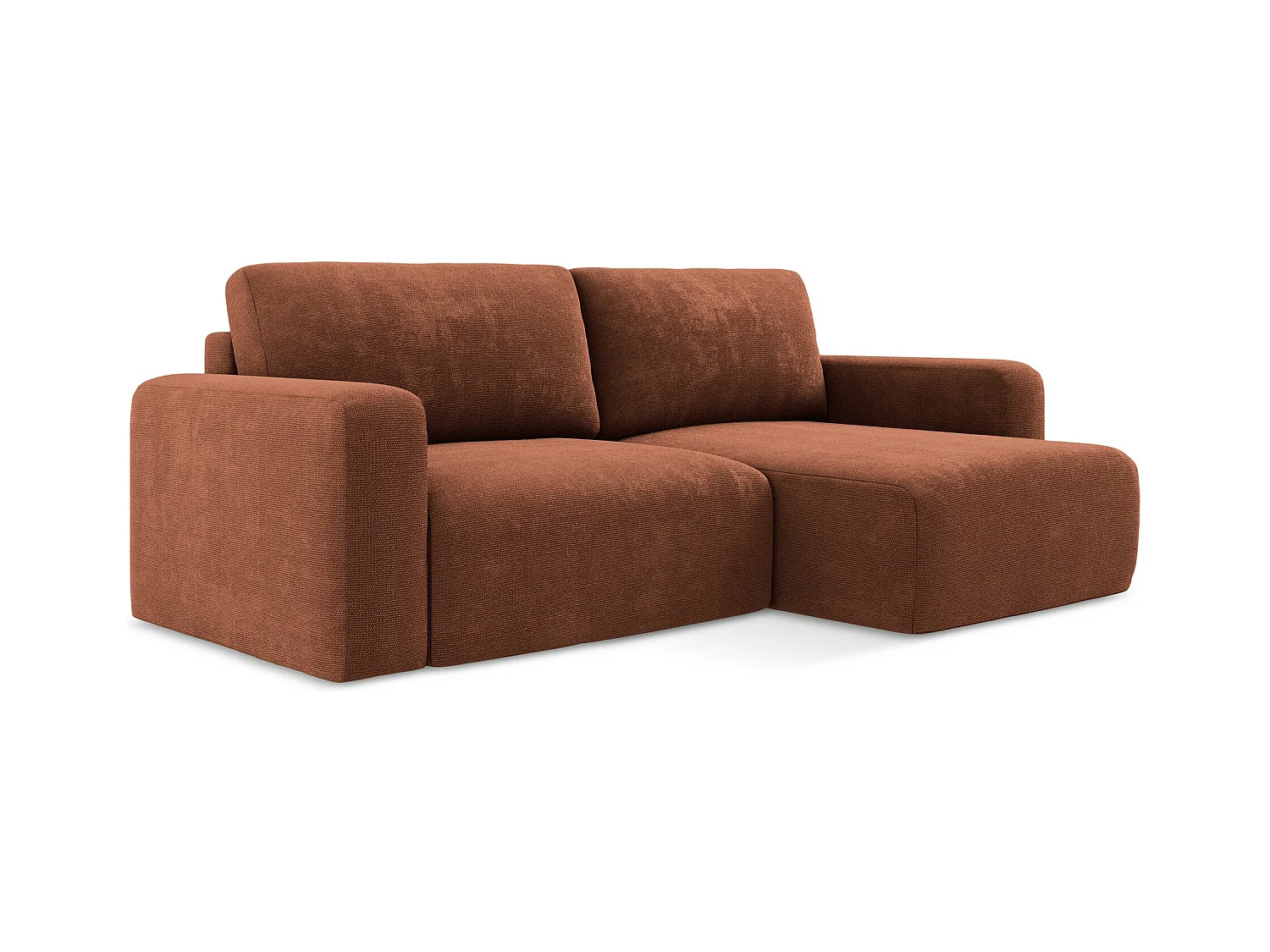 Ecksofa mit Schlaffunktion - Ecke Rechts - Chenille - Terrakotta - KONA
