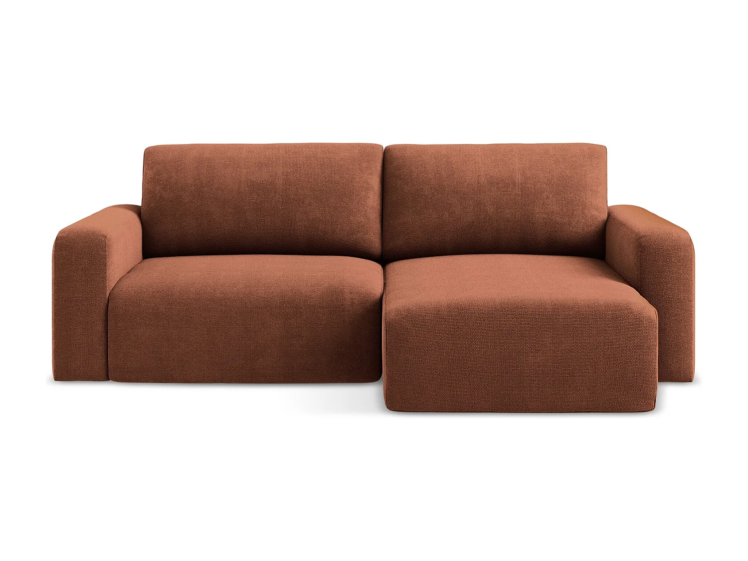 Canapé d’angle 3 places droit convertible en Chenille - terre cuite - KONA