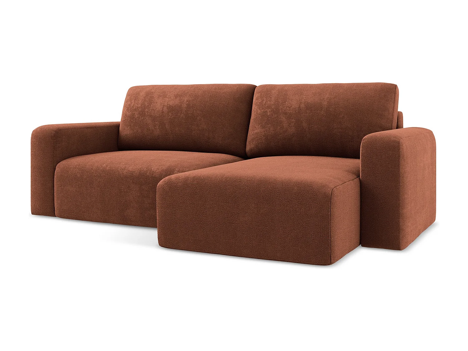 Canapé d’angle 3 places droit convertible en Chenille - terre cuite - KONA