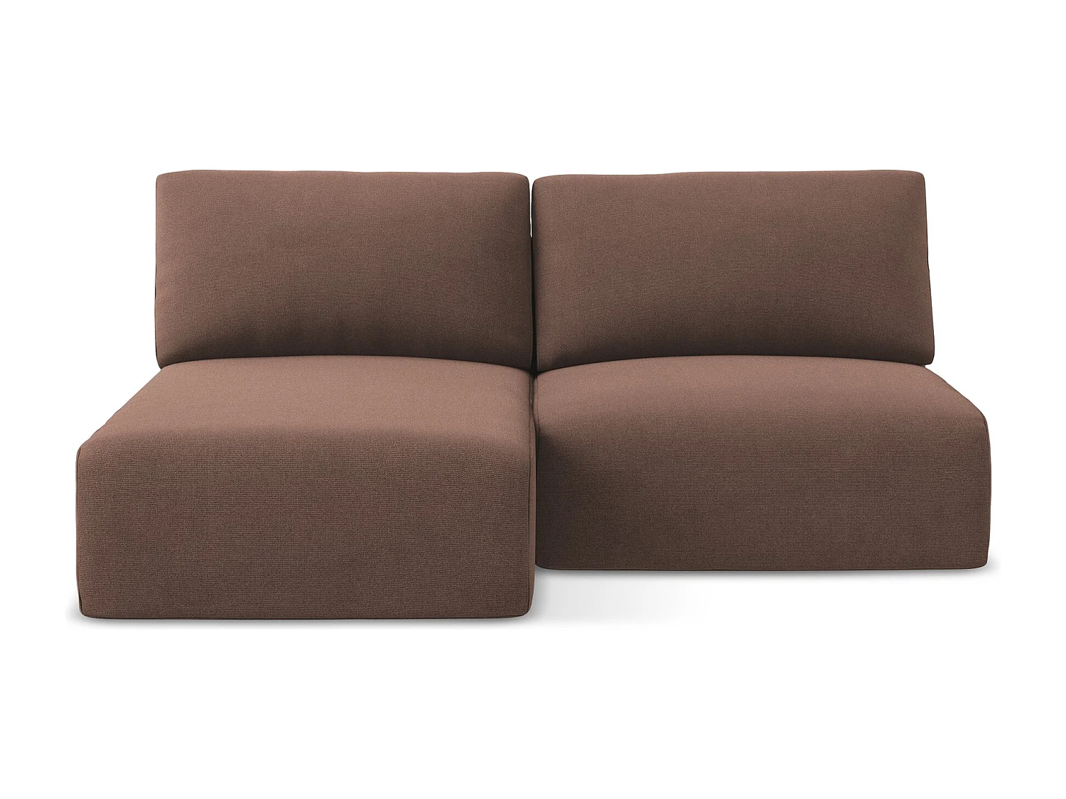 Ecksofa ohne Armlehne mit Schlaffunktion Links - Links - Strukturstoff - Puderrosa - KONA