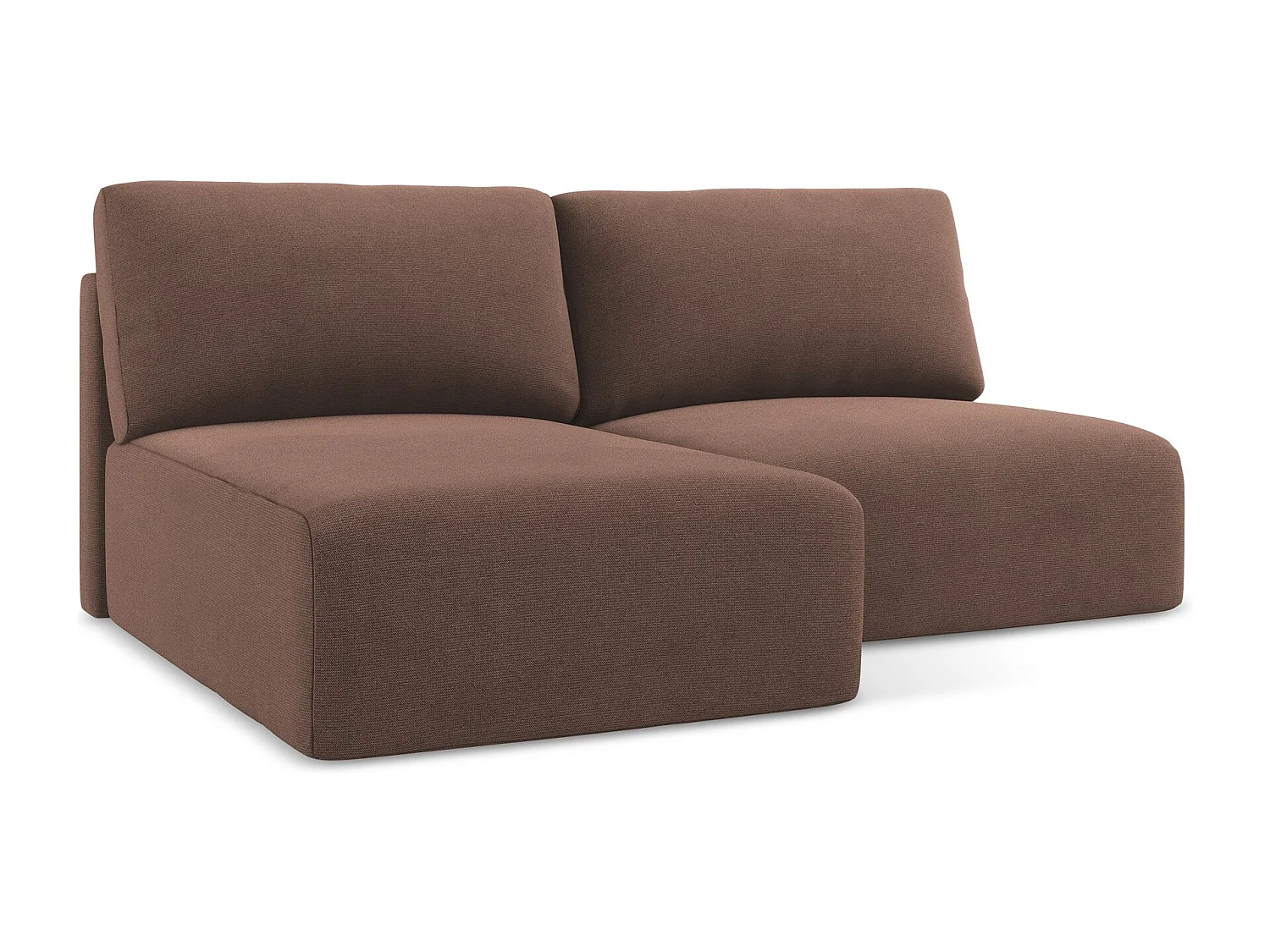 Ecksofa ohne Armlehne mit Schlaffunktion Links - Links - Strukturstoff - Puderrosa - KONA