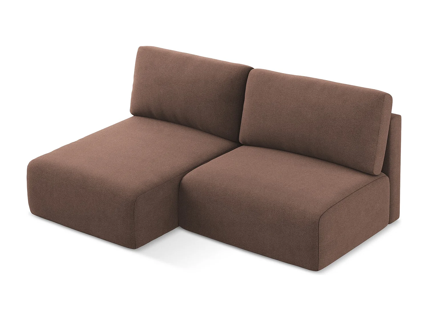 Ecksofa ohne Armlehne mit Schlaffunktion Links - Links - Strukturstoff - Puderrosa - KONA