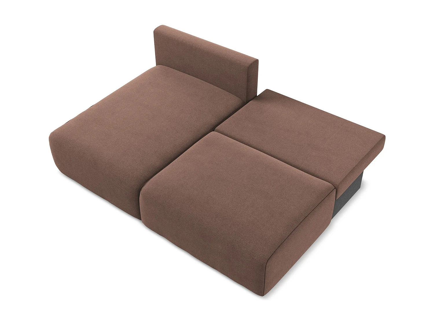 Ecksofa ohne Armlehne mit Schlaffunktion Links - Links - Strukturstoff - Puderrosa - KONA