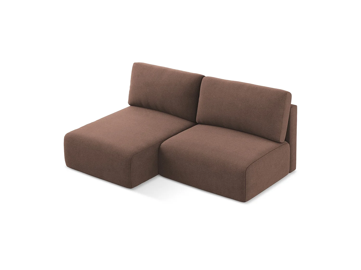 Canapé d’angle 3 places gauche convertible en tissu texturé - rose poudré - OSTIA